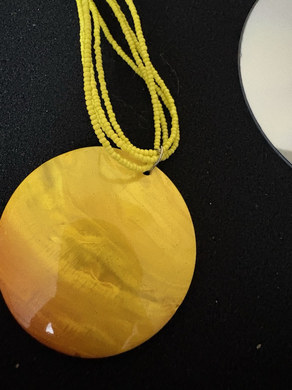 Beautiful Yellow Beaded Chain With Yellow Pendant Shell