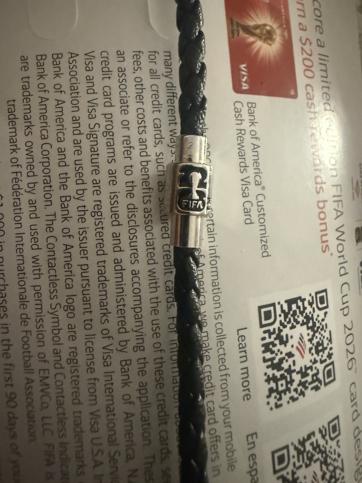 FIFA World Cup 2026 MASCOTS Bank of America Black Braided Charm Bracelet LARGE