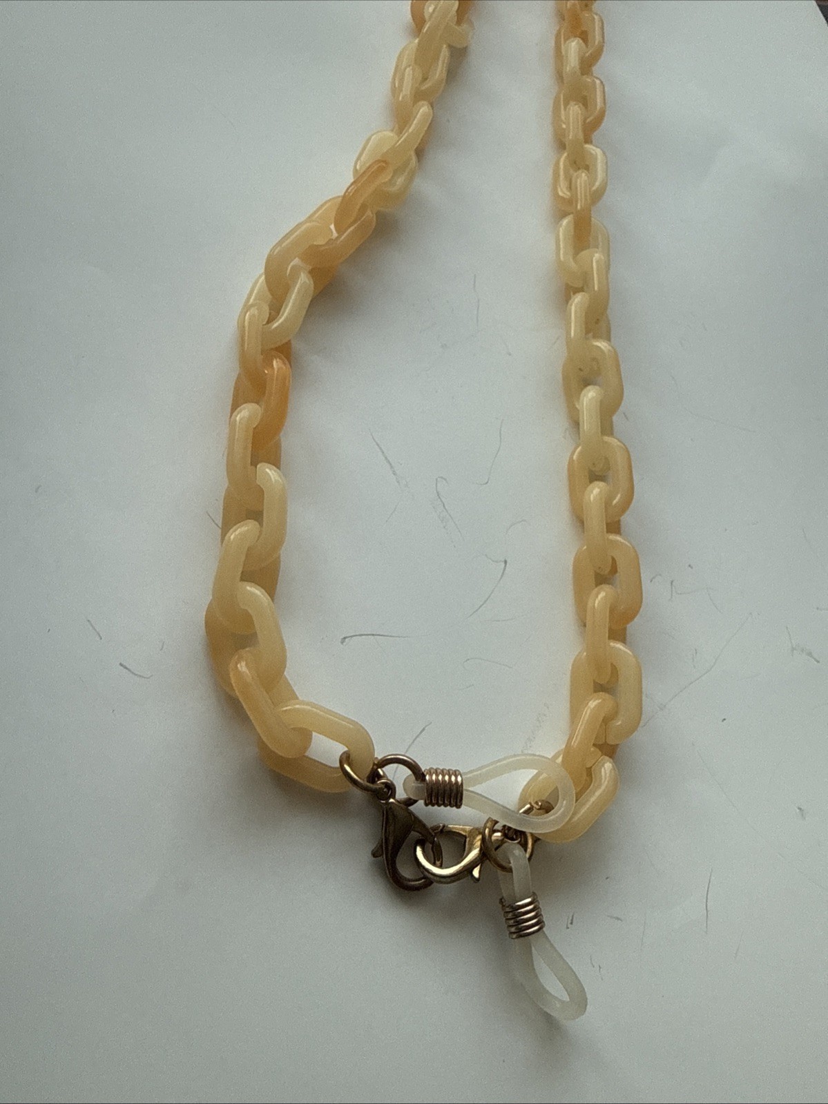 Yellow Acrylic Chunky Chain Link Acrylic Resin Necklace / Eyeglass Chain 30″