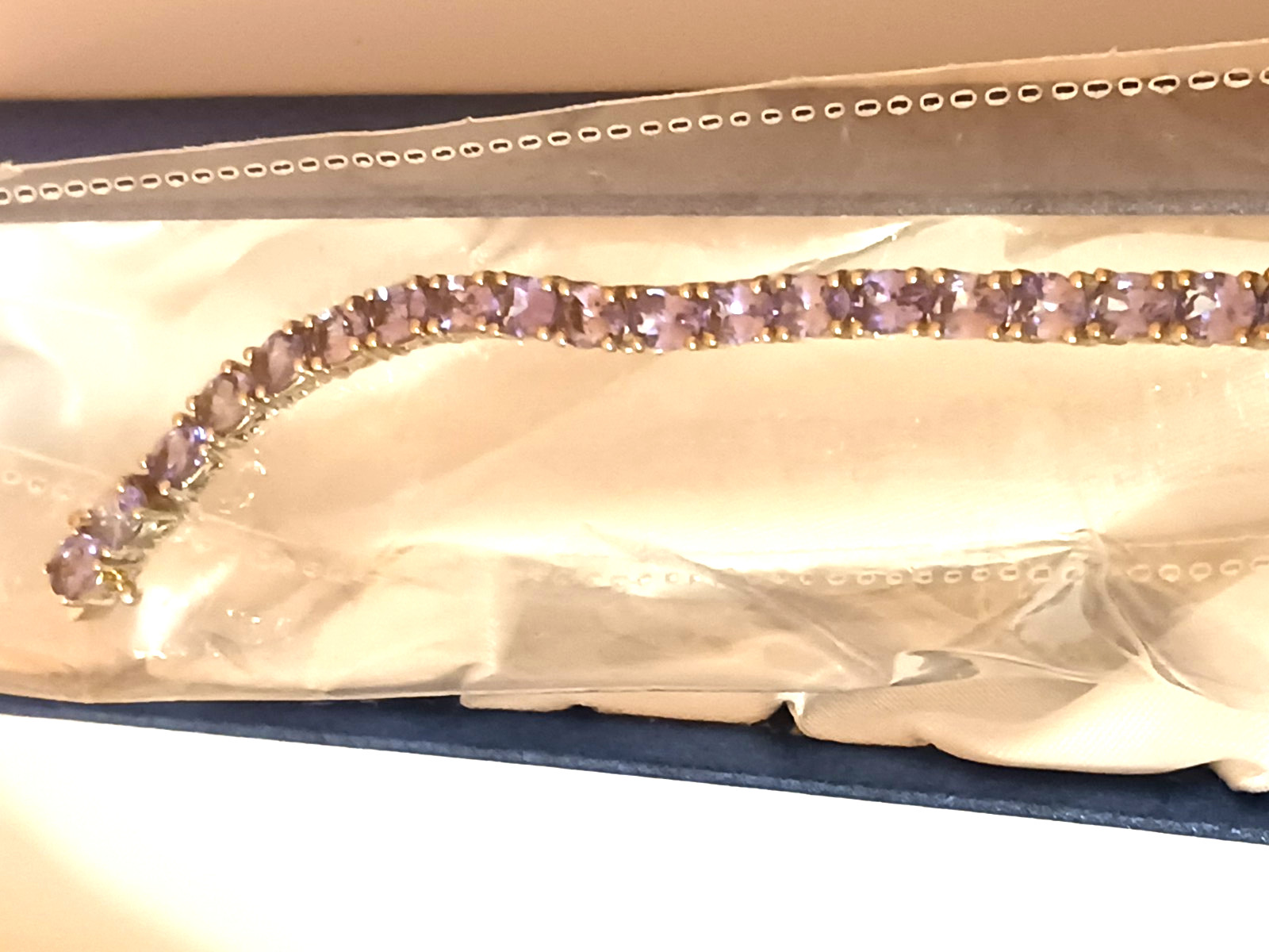 NEW, VERY COLORFUL TANZINITE WITH STERLING SILVER BACKED BRACELET MIX Sz 7/1/2