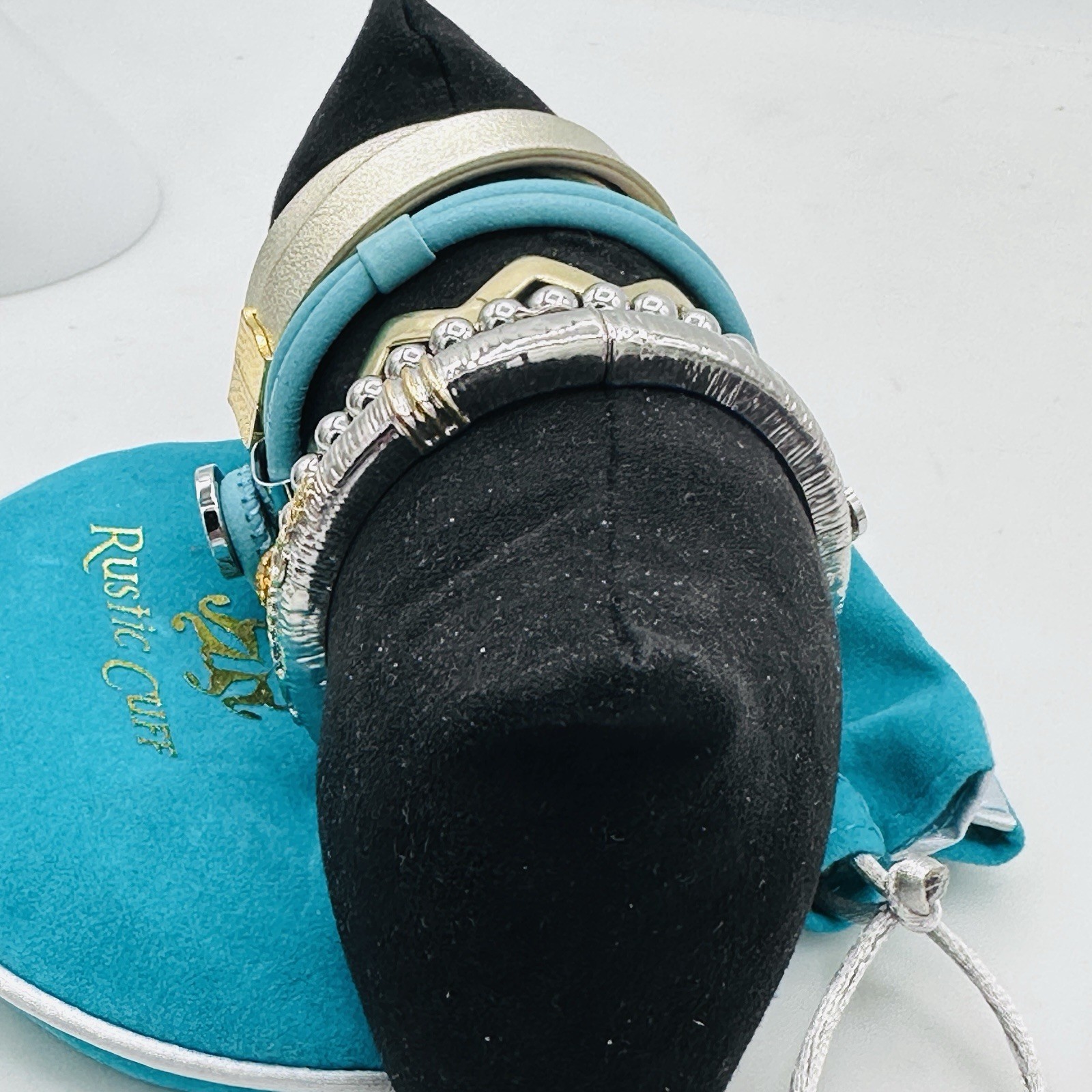 Rustic Cuff Boutique 5PC Stack Turquoise Leather Mixed Metal Set