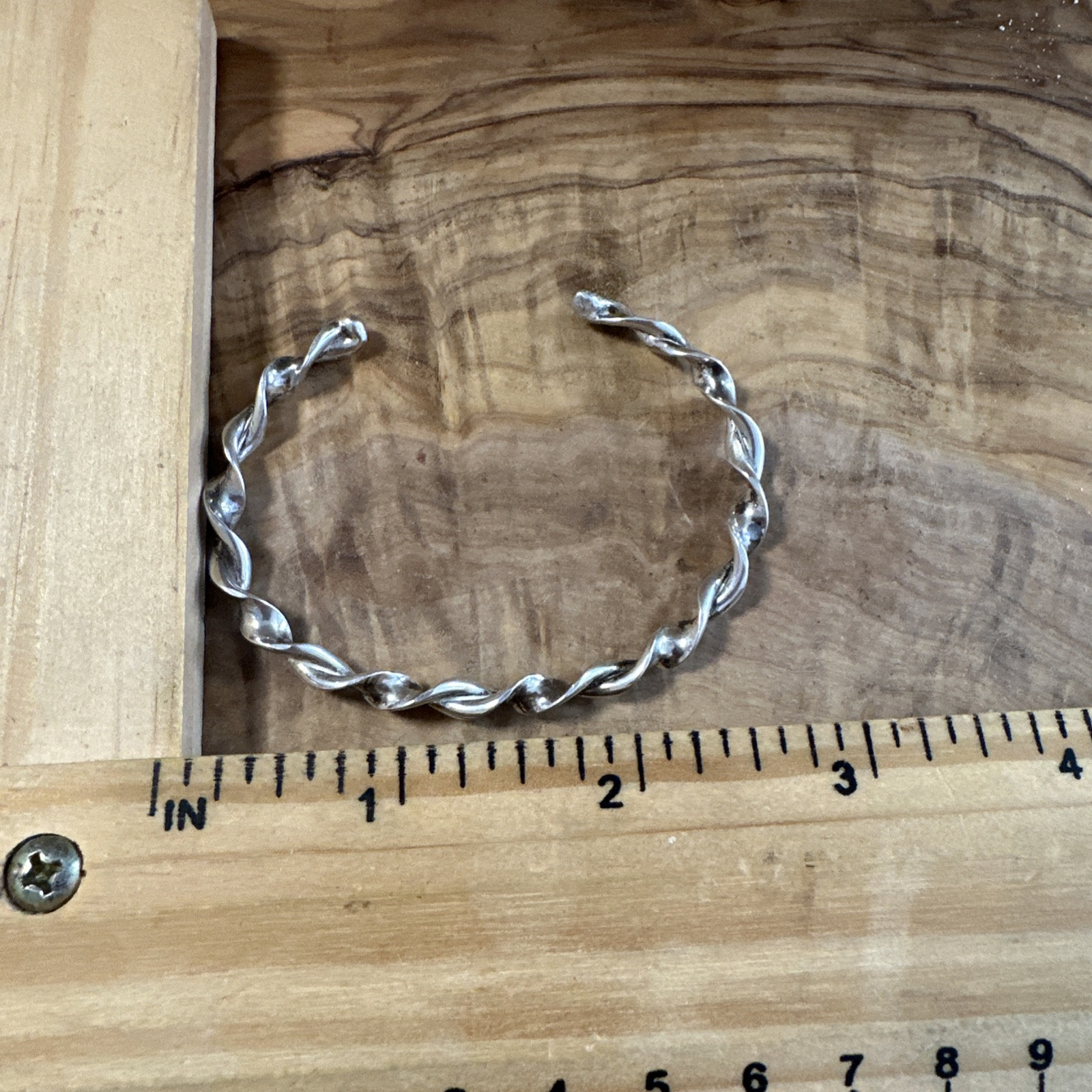 Silver Tone Twisted Cuff Bracelet 6.5″ – Adjustable Minimalist Fashion Jewelry