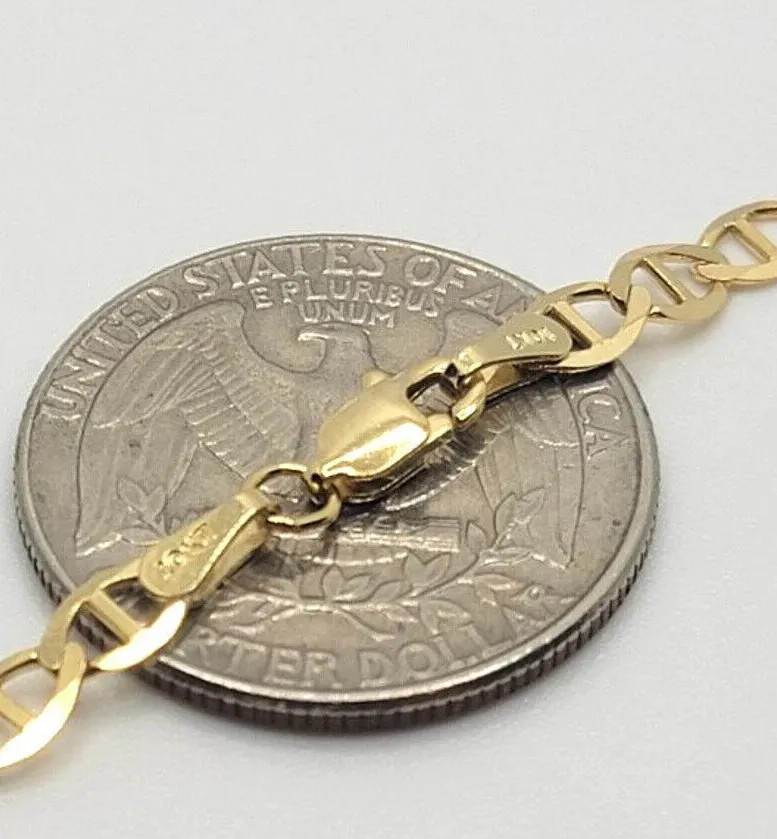 10K Solid Yellow Gold Link Chain Bracelet Necklace 3.2mm~6mm Size 7″~26″