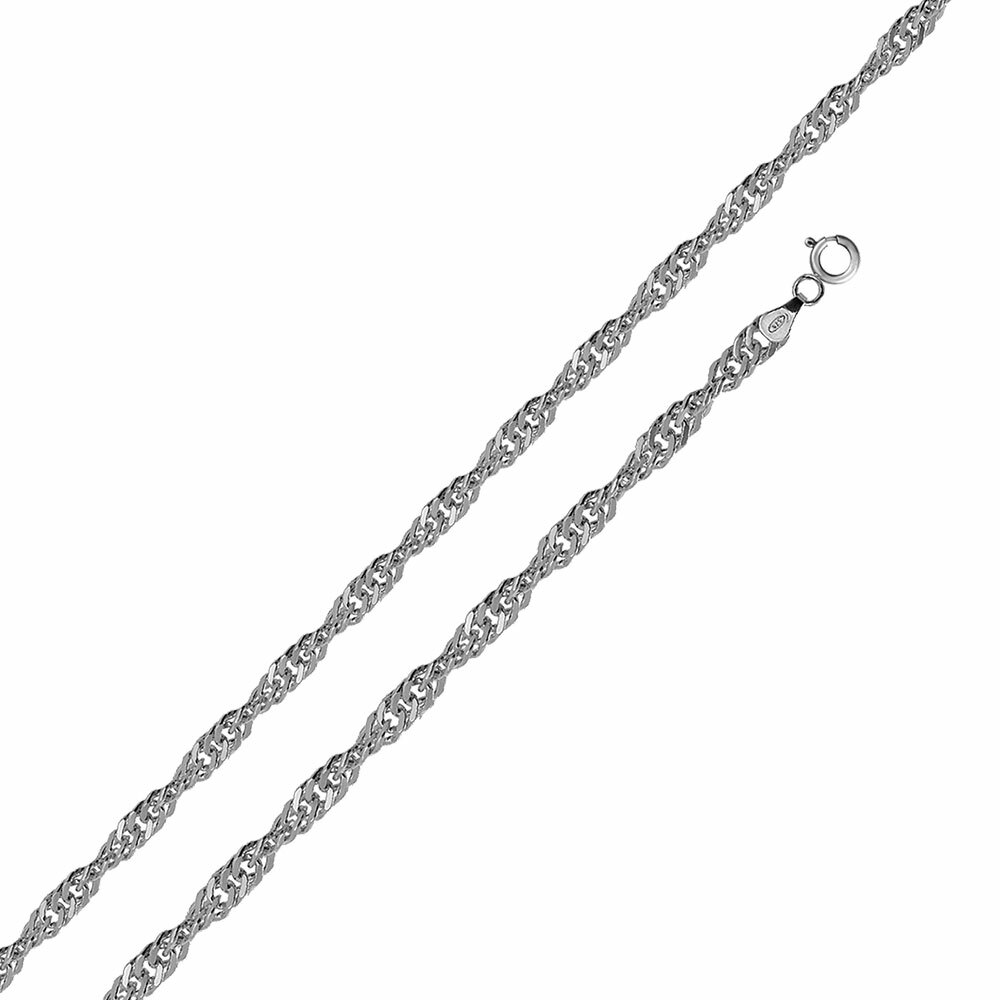 1.2mm to 3.5mm Sterling Silver Italian Serpentine Singapore Rope Chain Necklace