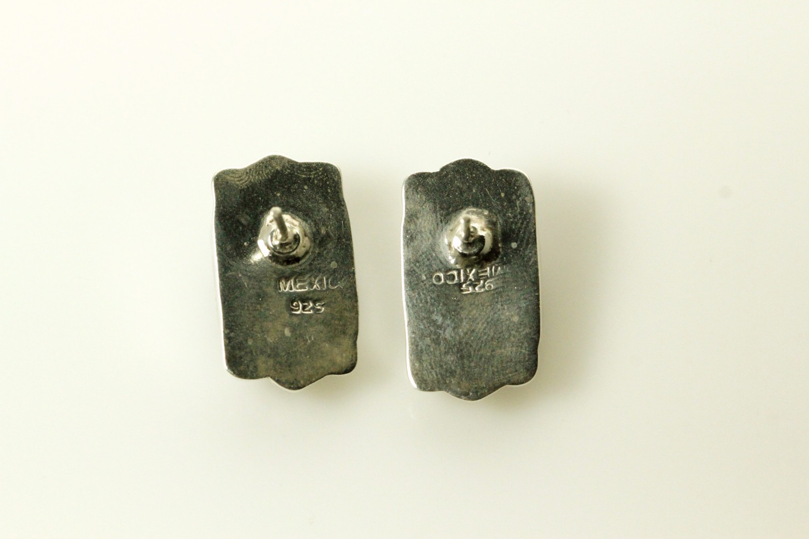 925 Sterling Silver Square Blue Stone Earrings Post 17 grams (EAR4294)