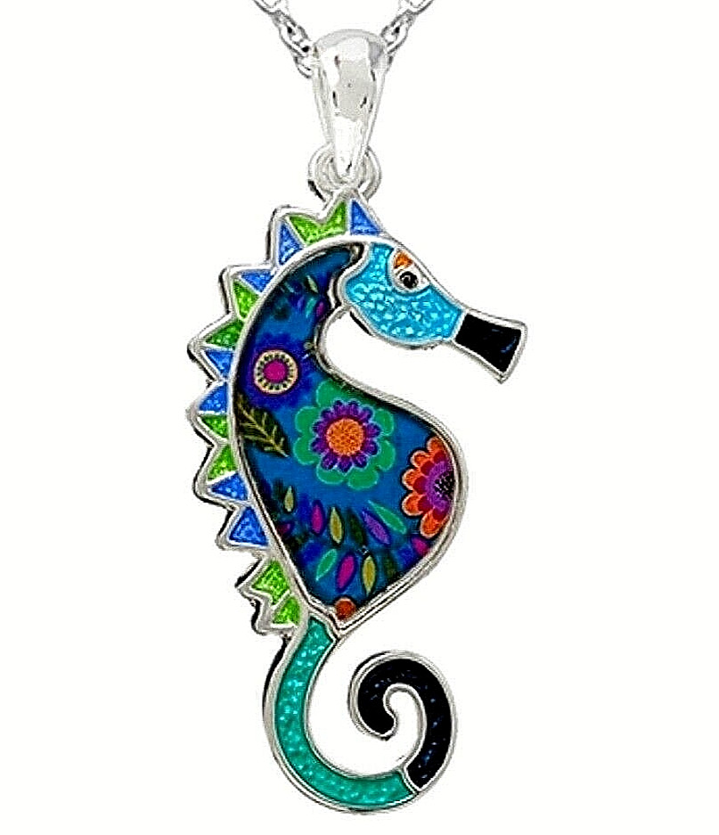 Seahorse Necklace Pendant with 24″ Stainless Steel Chain Sea Horse Gift Boxed