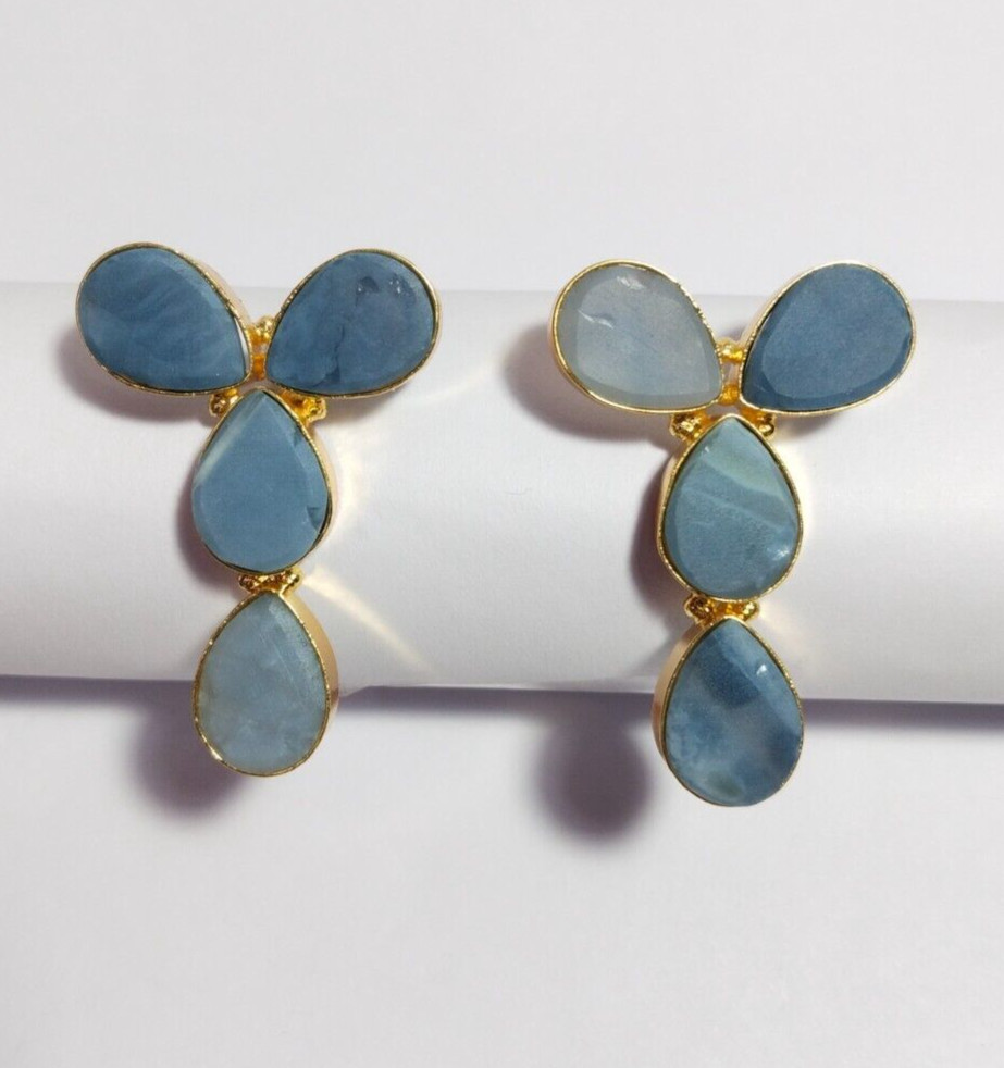 Natural Multi Color Stone Rough Earrings Gold Plated Earrings Birthstone Earring