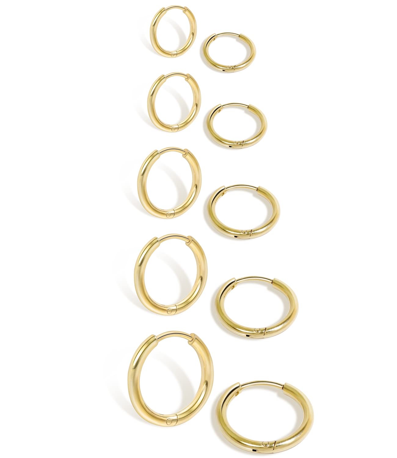 Small Gold Hinged Huggie Hoop Earrings for Women Lobe Cartilage Lightweight