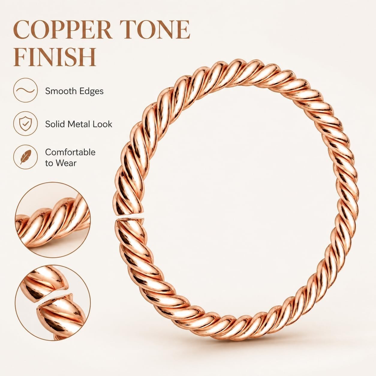 Copper Tensor Bracelet, Twisted Open Adjustable Cuff Bangle, Handmade