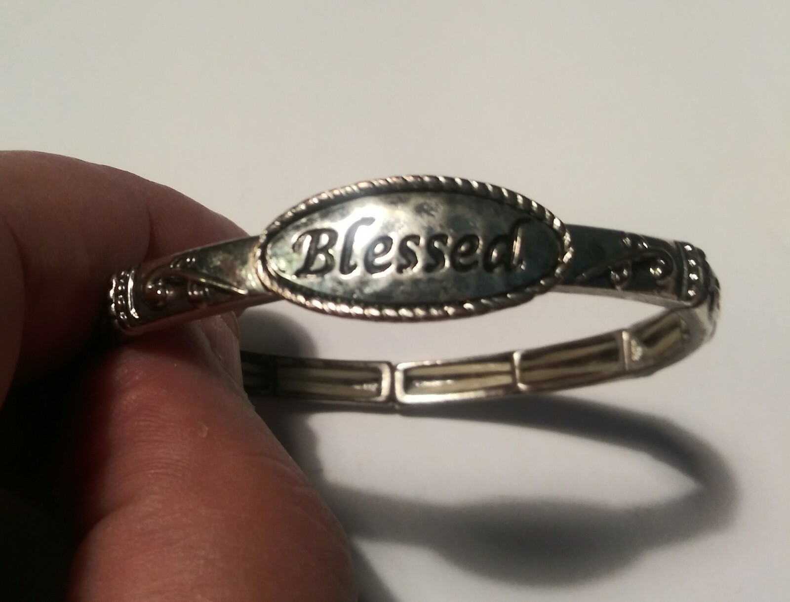 BLESSED Silver Tone Stretch Bracelet – Pre Owned – Good Condition – No Mark