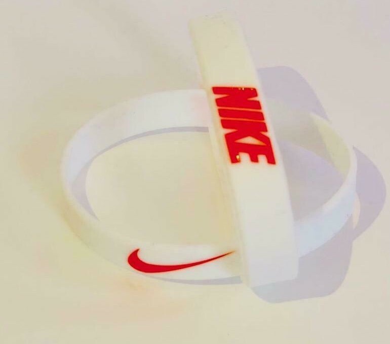 Nike Baller Band Silicone Rubber Bracelet White Red AF1 RETRO 5 Best Rated 🔥