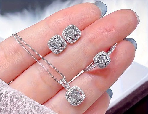 Beautiful New Commemorative Silver Necklace, Earring, Ring Set