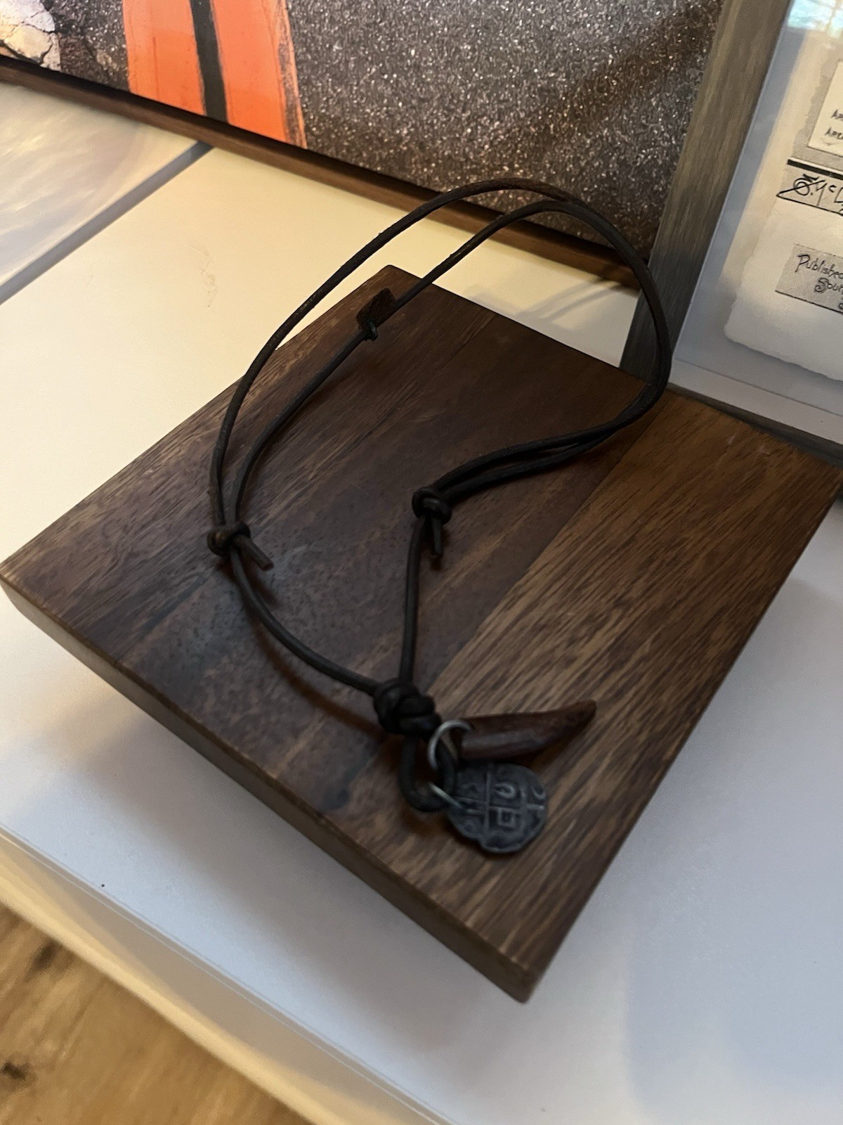 Adjustable Black Cord Necklace Slide Wood Amulet American Eagle lot of 3