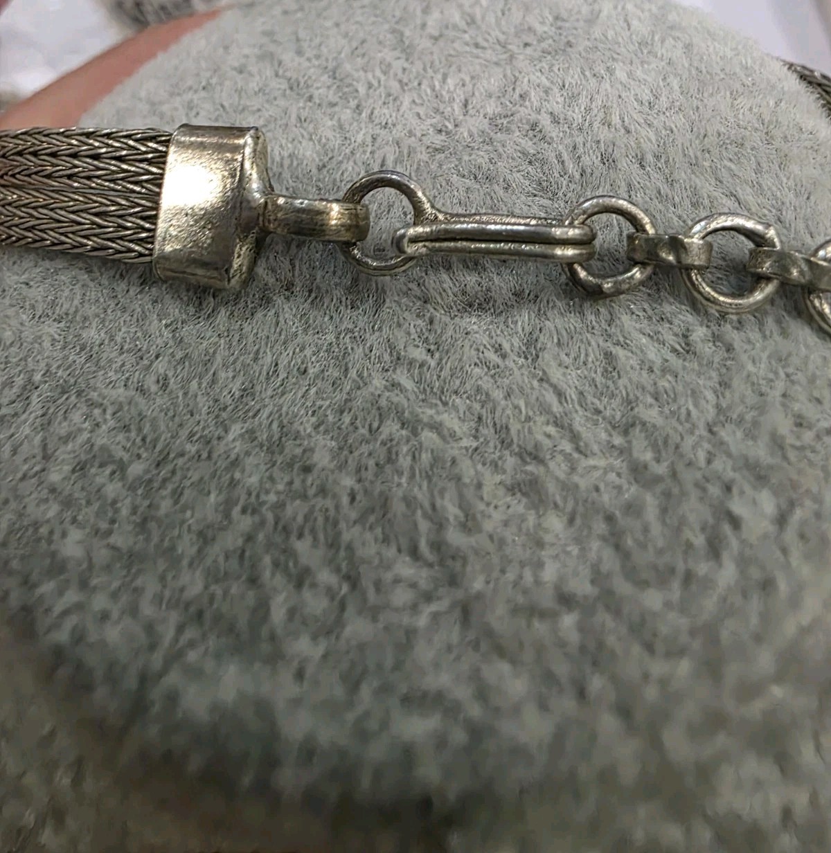Vintage Wire Mesh Braided Silver Petite Indian Style Bracelet
