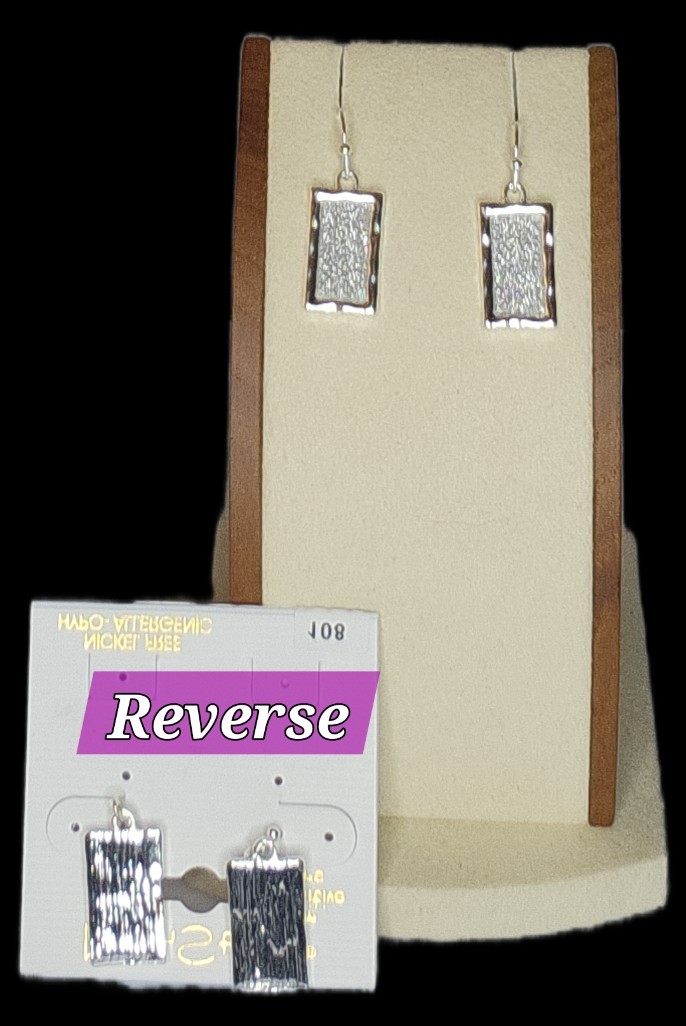 Main Street Earrings Silver Retangular Sensitive Ears #108