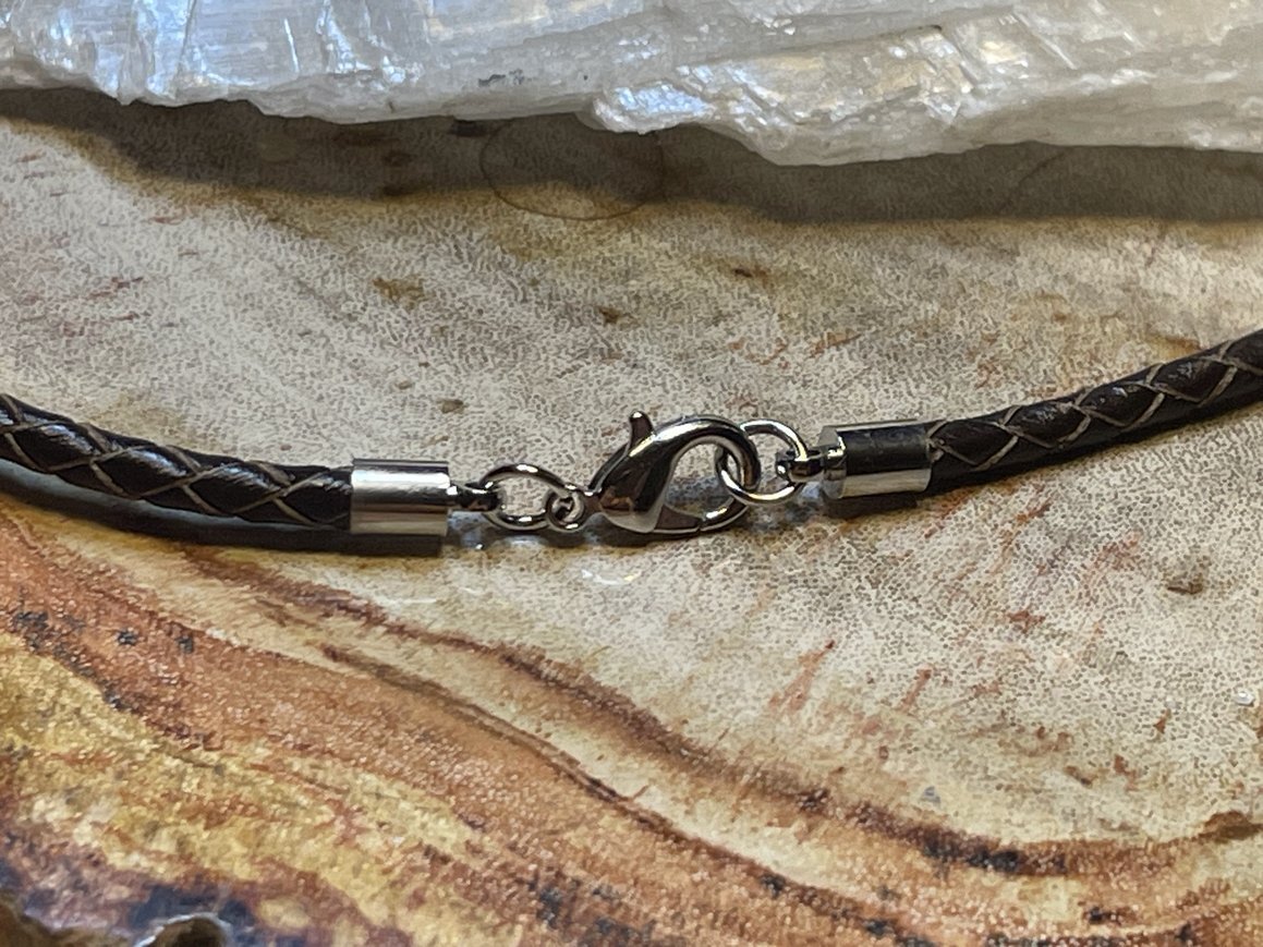 Braided Leather for Necklace Making wth Lobster Clasps Black or Brown 3 mm. 3pcs