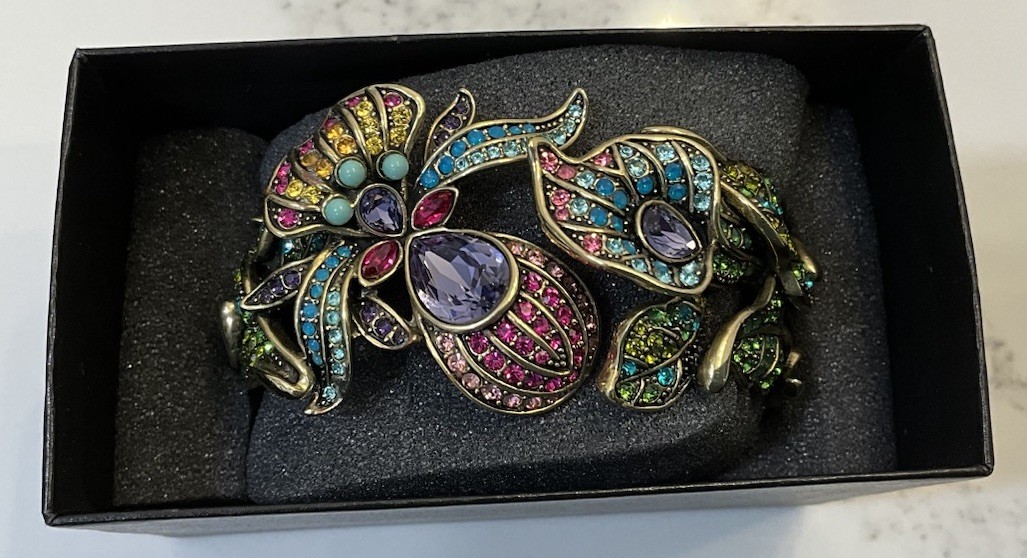 Heidi Daus GLORIOUS GARDEN Amethyst Multi Crystal Floral Cuff Bracelet
