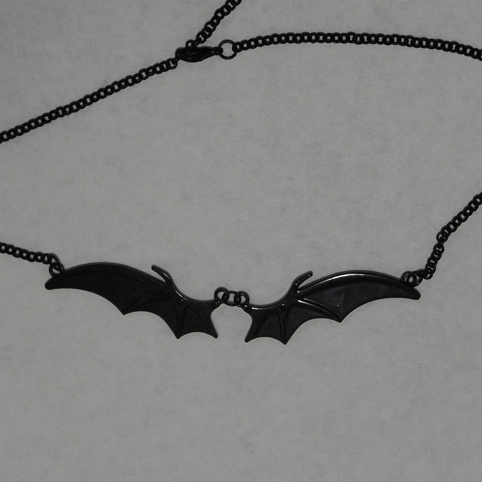 Gothic Vampire Bat Wing Witchy Necklace Set Red Cabochon Layered Dark Cosplay