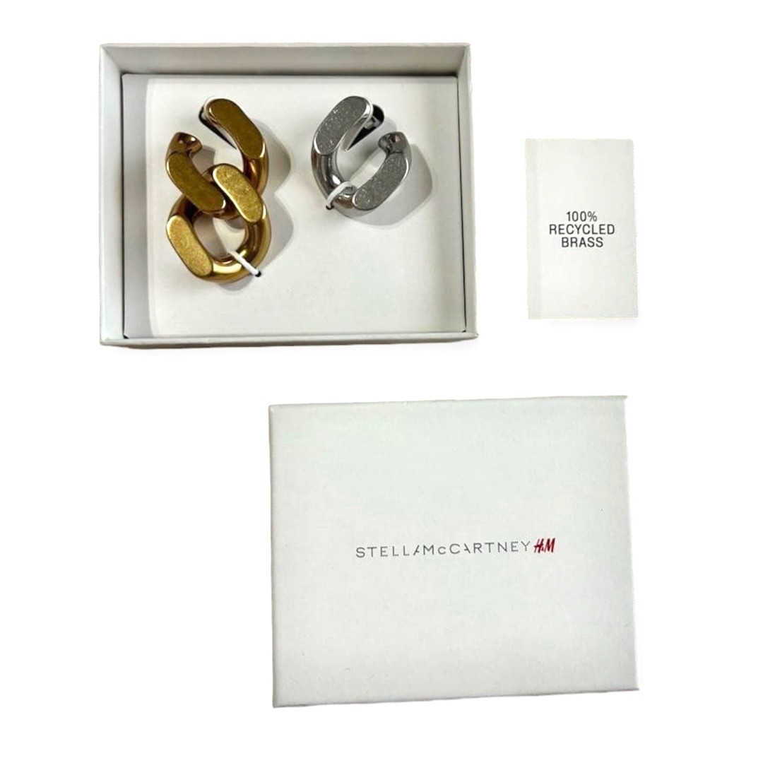 Stella McCartney x H&M Mixed Metal Asymmetrical Chunky Chain Hoop Earrings NWT