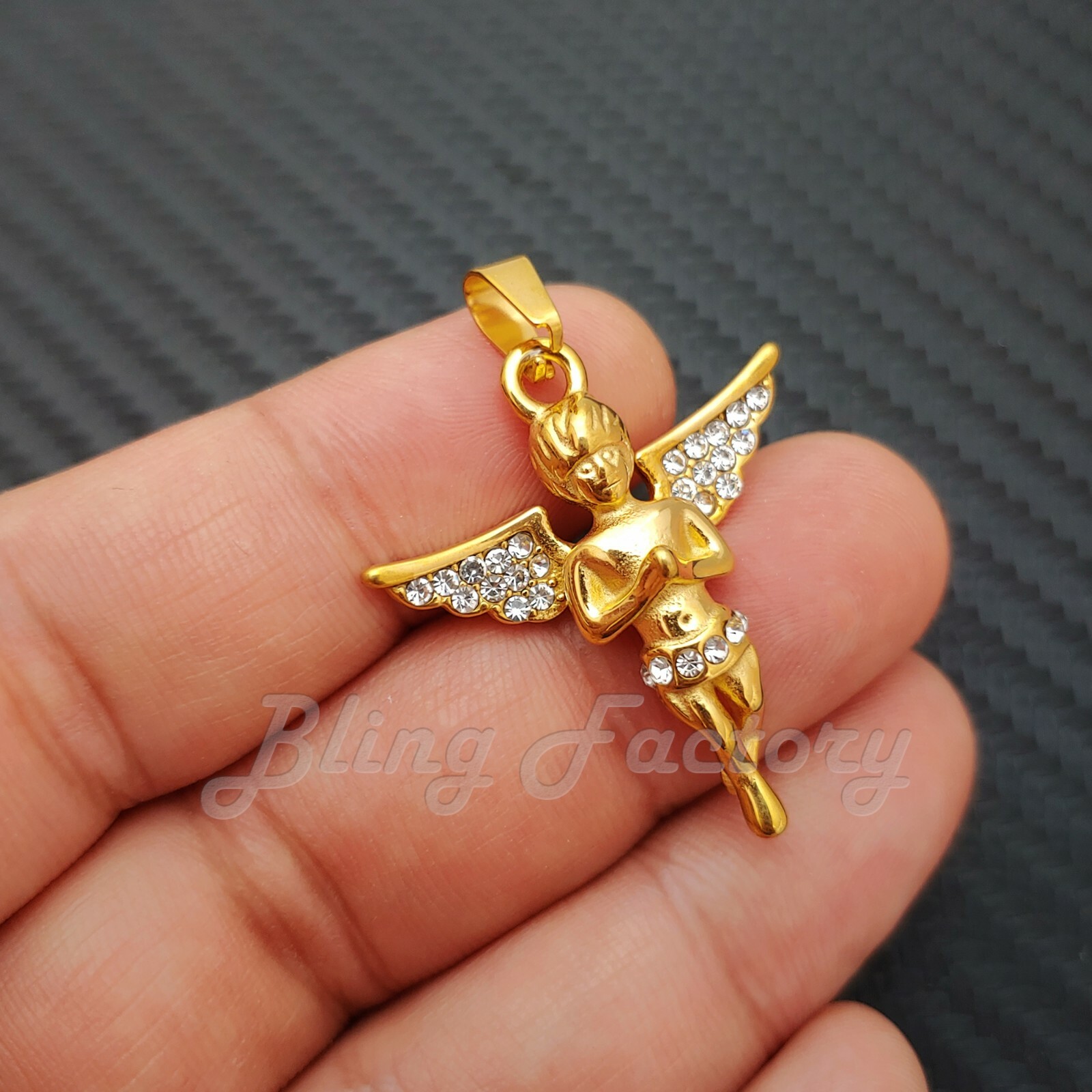 Iced Hip Hop Stainless steel Mini Baby Angel Bling Fashion Charm Pendant SP4148G