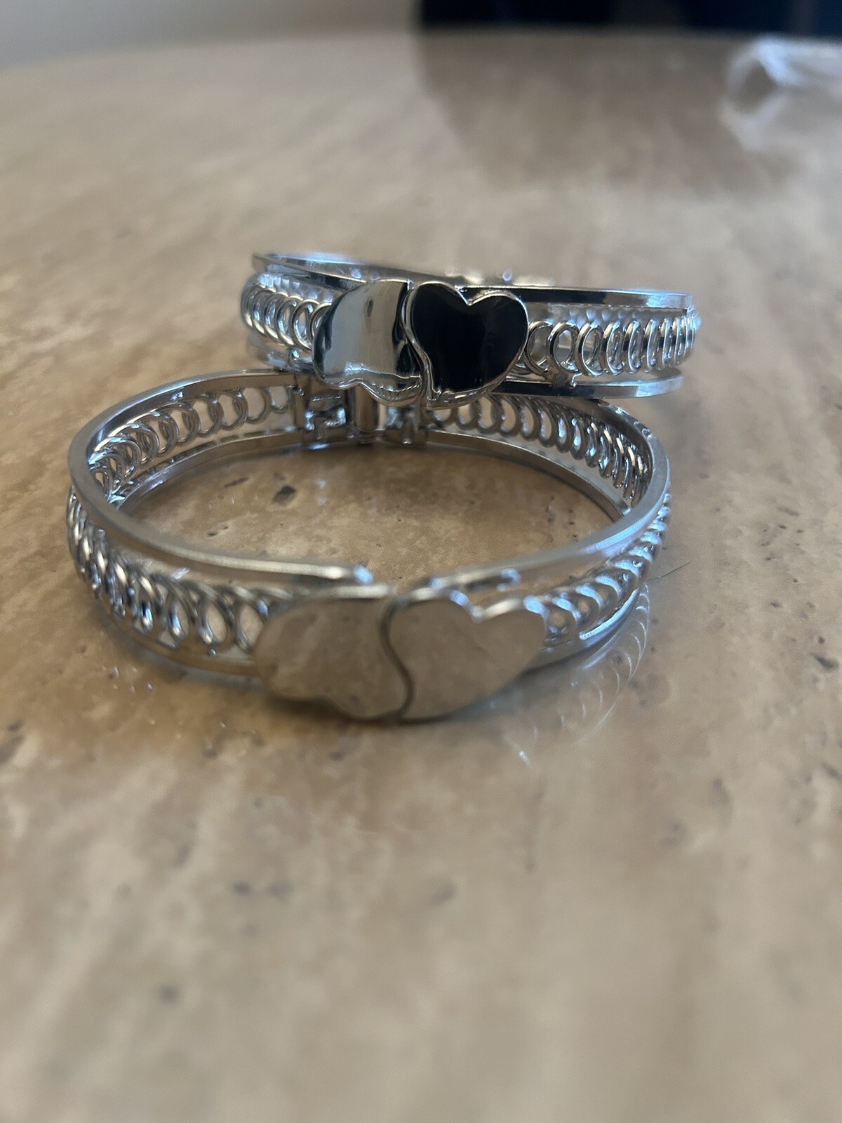 The Buyer Gets 2 new Silver Double Heart Bracelets-USA Vendor-Free Shipping