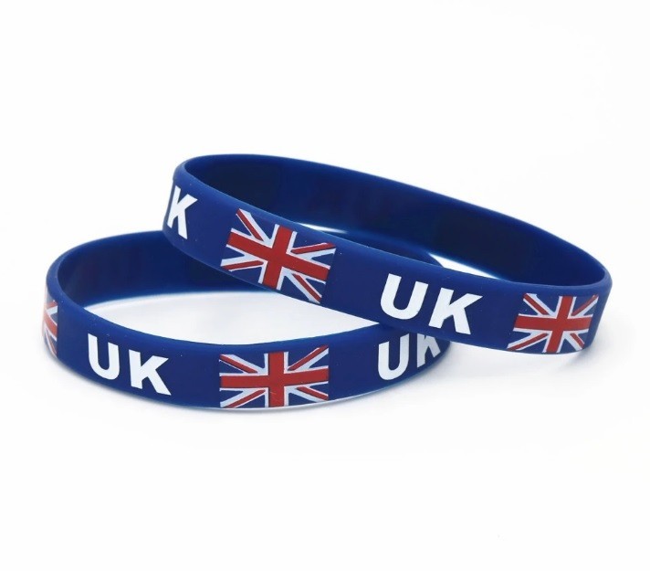 UNITED KINGDOM Wristband Bracelet Silicone Rubber National Country Flag Unisex