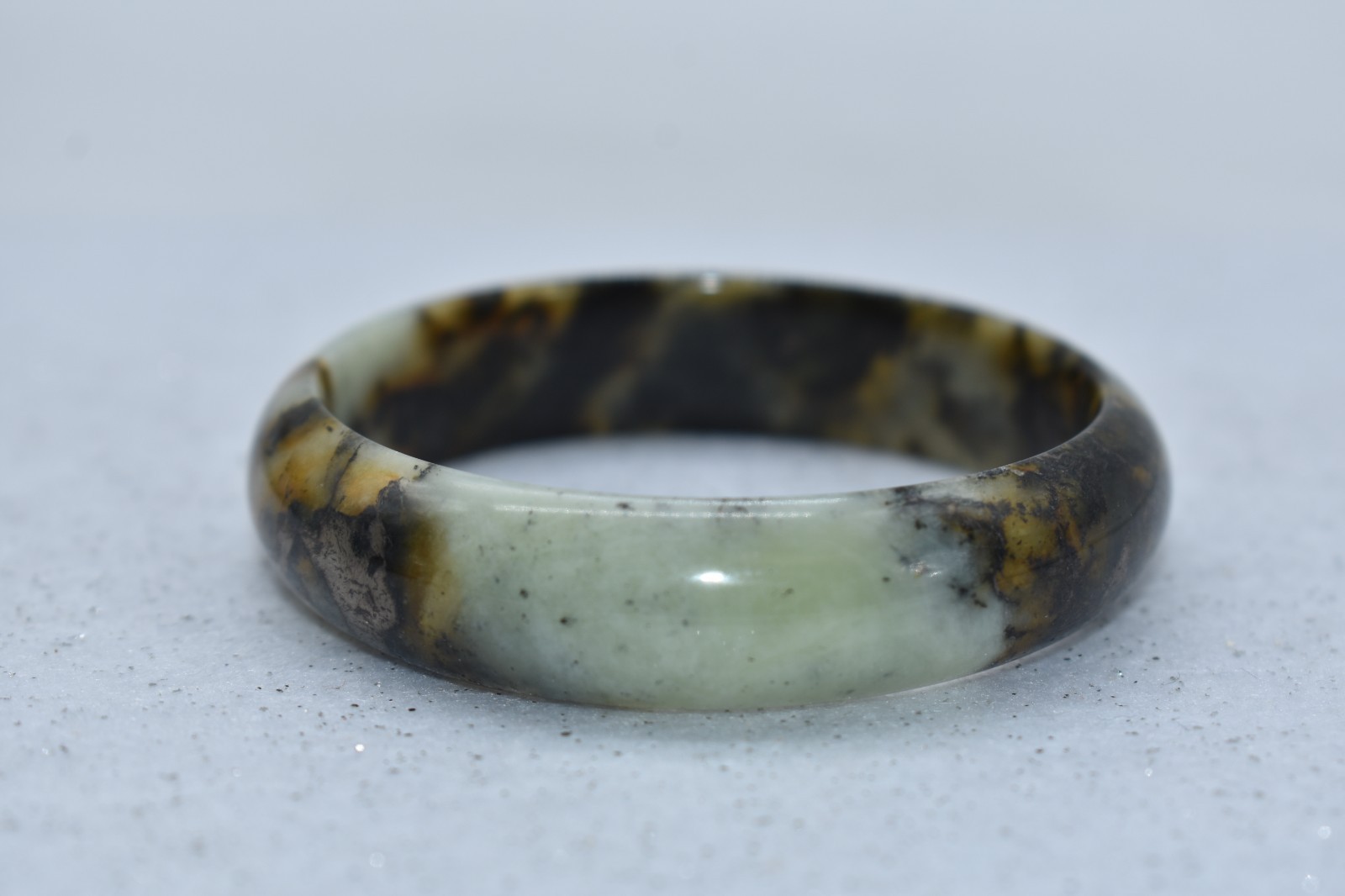 Green Jadeite 15 mm Solid Bangle Bracelet 7 inch