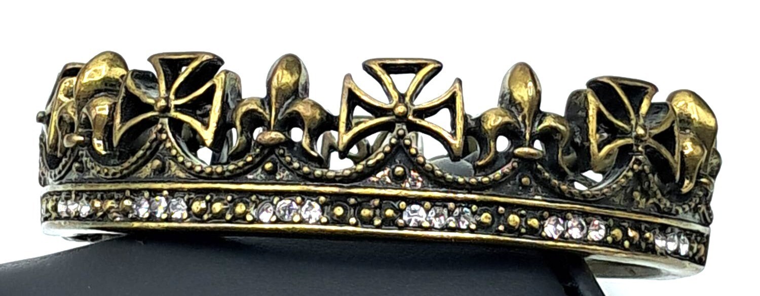 Rock & Republic Crown Bracelet with Clear Crystals Clamper Cuff Jewelry