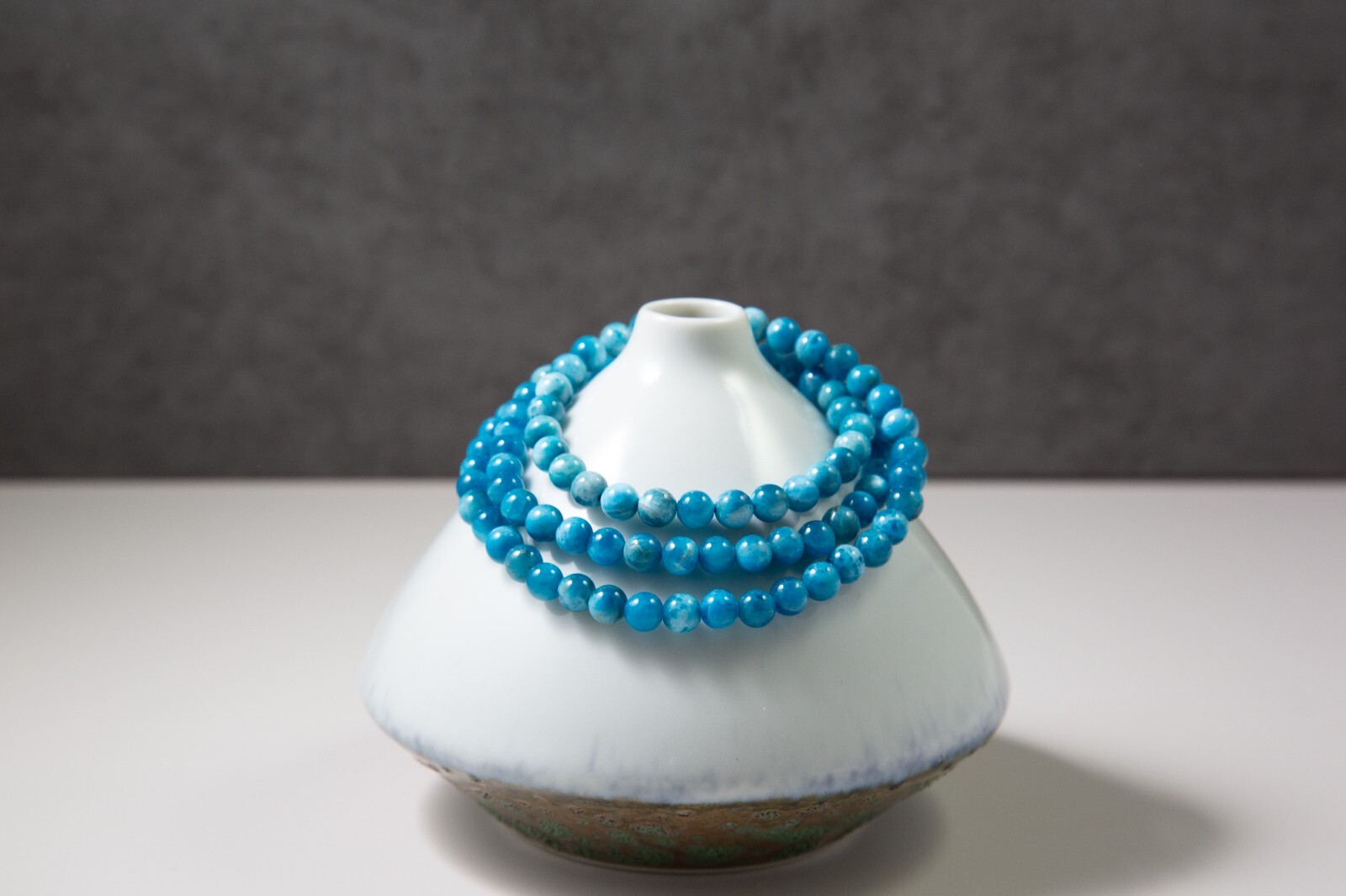 5.5mm Blue Apatite Beaded Necklace / 3-Wrap Bracelet | 蓝磷灰项链/3圈手串