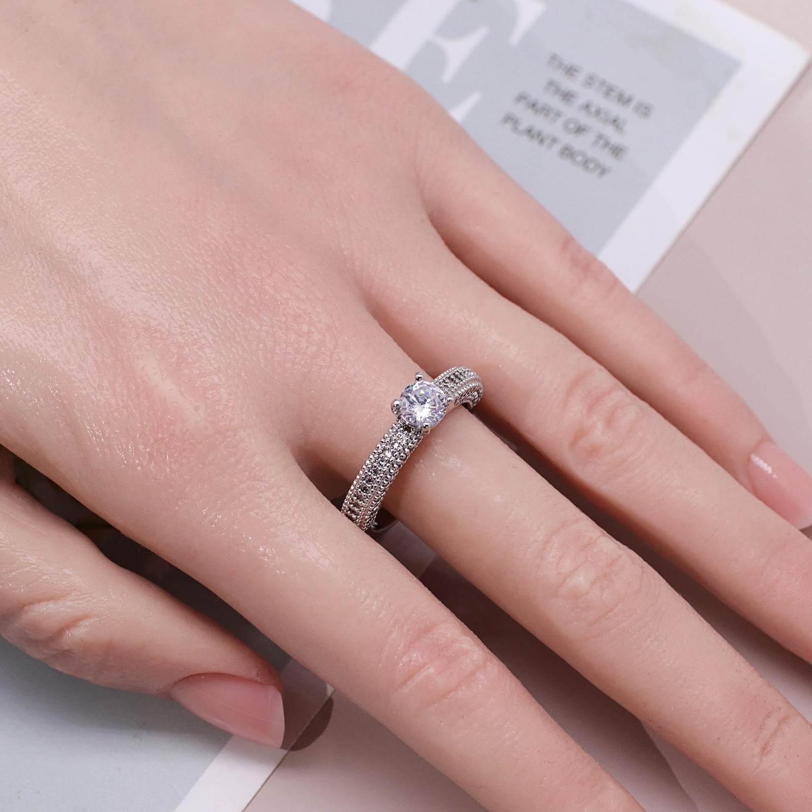 18K Gold Plated Round Cut CZ Engagement Ring – Romantic Gift for Women, Size 6-9