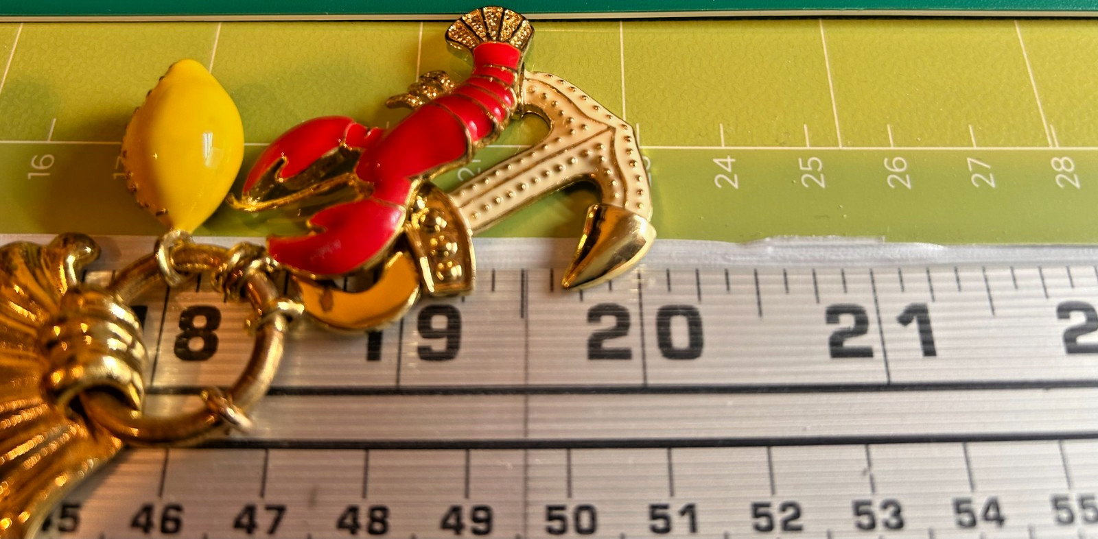 Lilly Pulitzer Nautical Charm Long Necklace Gold Tone Shell Lobster Anchor Lemon