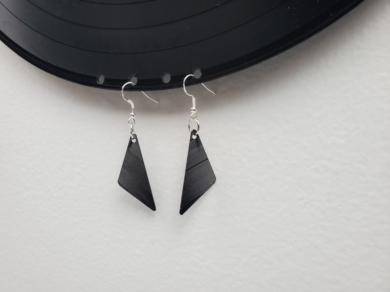 Repurposed Earrings Retro Upcycled Vinyl Record Album Geometric Shape 80s 90s