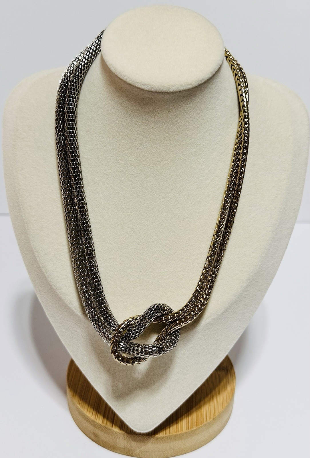 Loft Gold And Silver Tone Mesh Knotted Necklace 17in