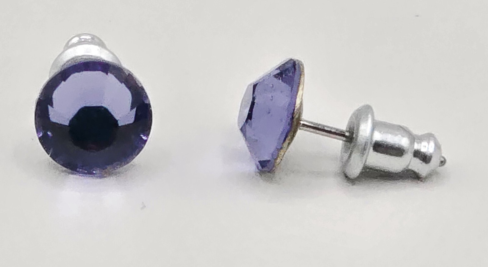 Blue Purple Round Stud Earrings 7mm Crystal Circle Made with Swarovski Elements