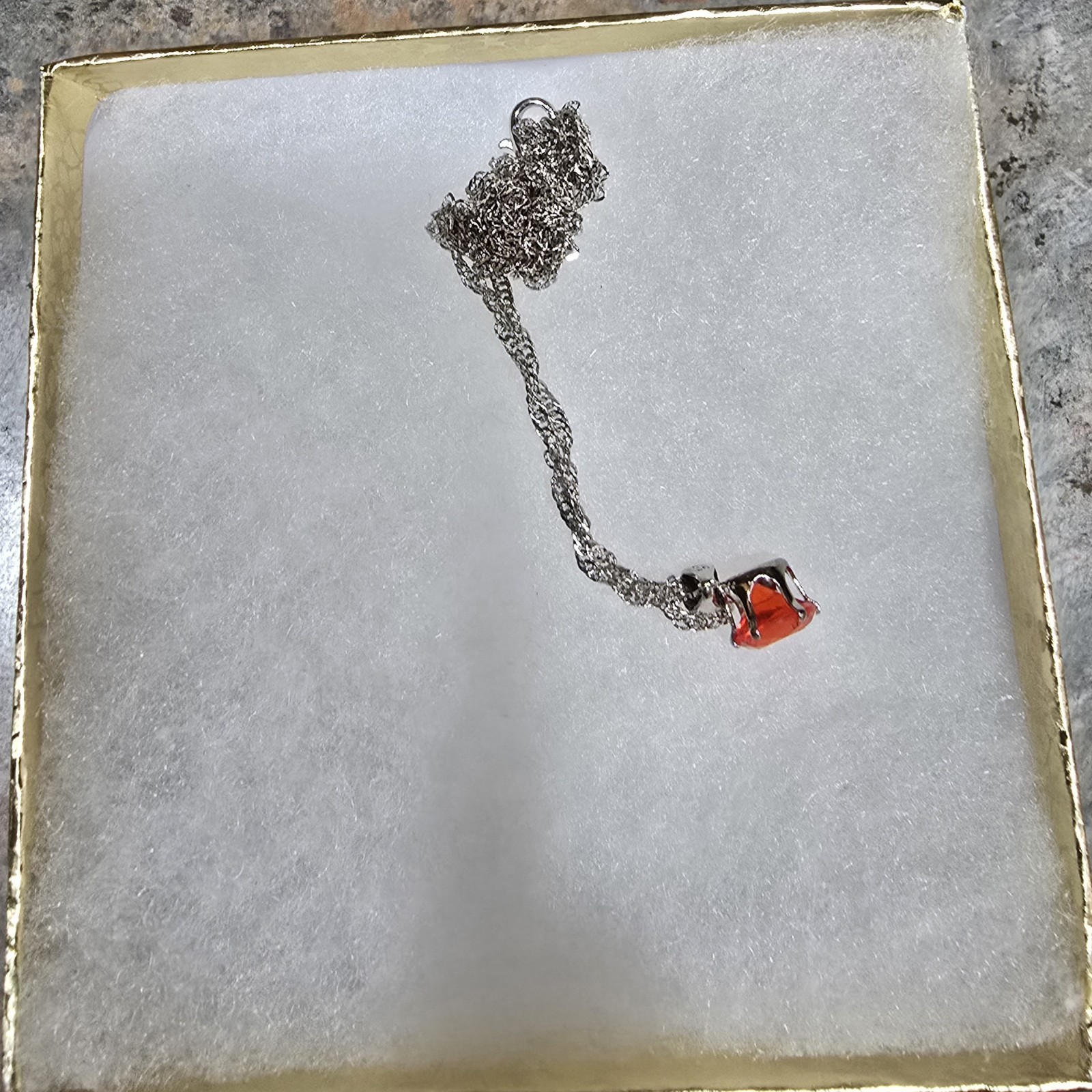 Red Crystal & Silver Tone Necklace & Earring Set With Gift Box