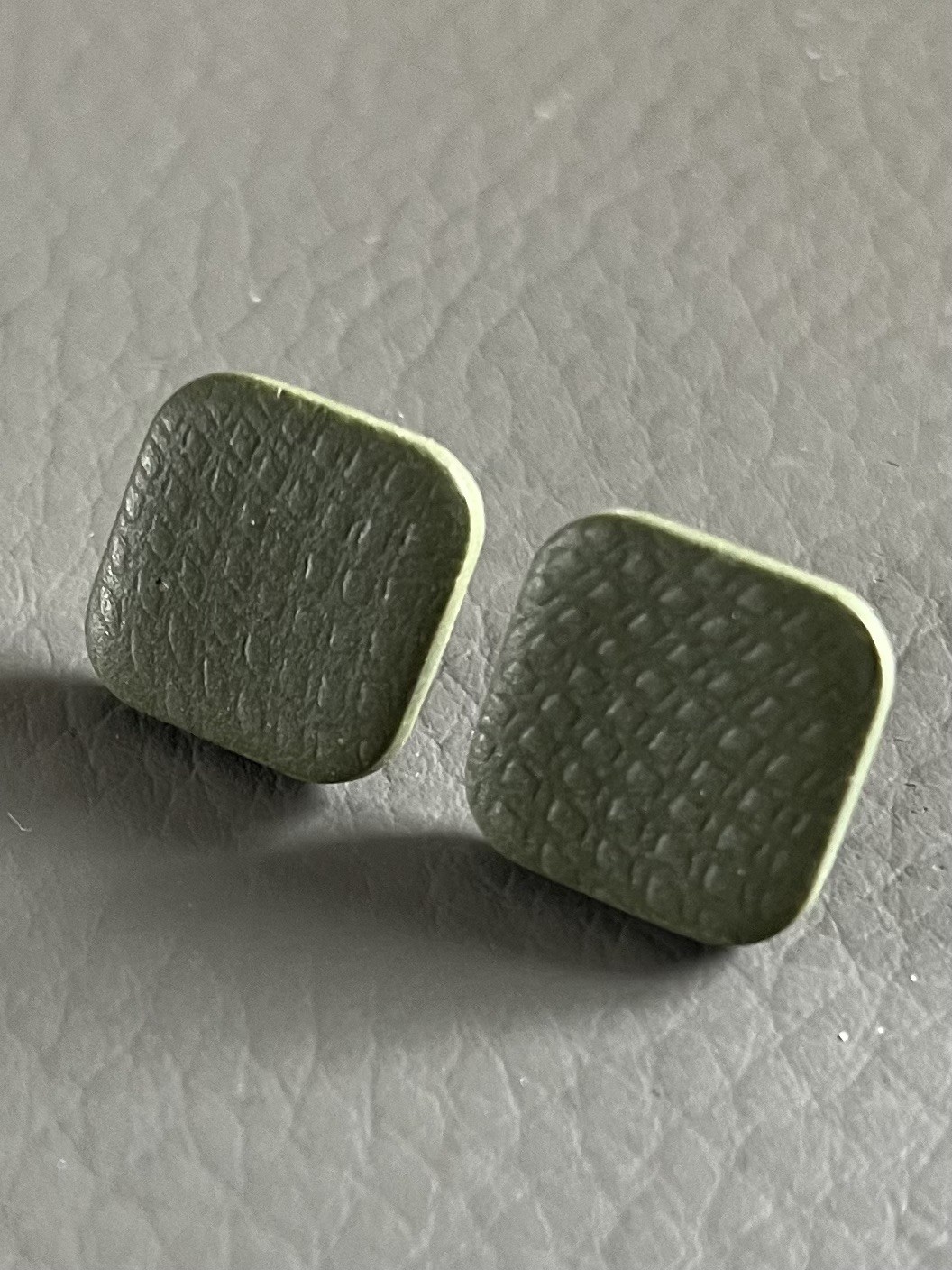 Handmade Black Polymer Clay Stud Earrings – Square – Ultra Lightweight
