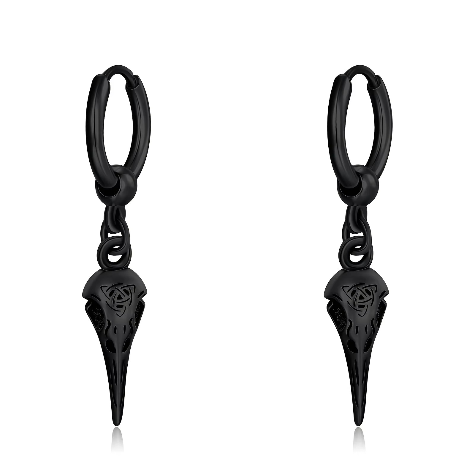 Black Crow Head Earrings Men Women Gothic Raven Bird Jewelry Rock Punk Gift Pair