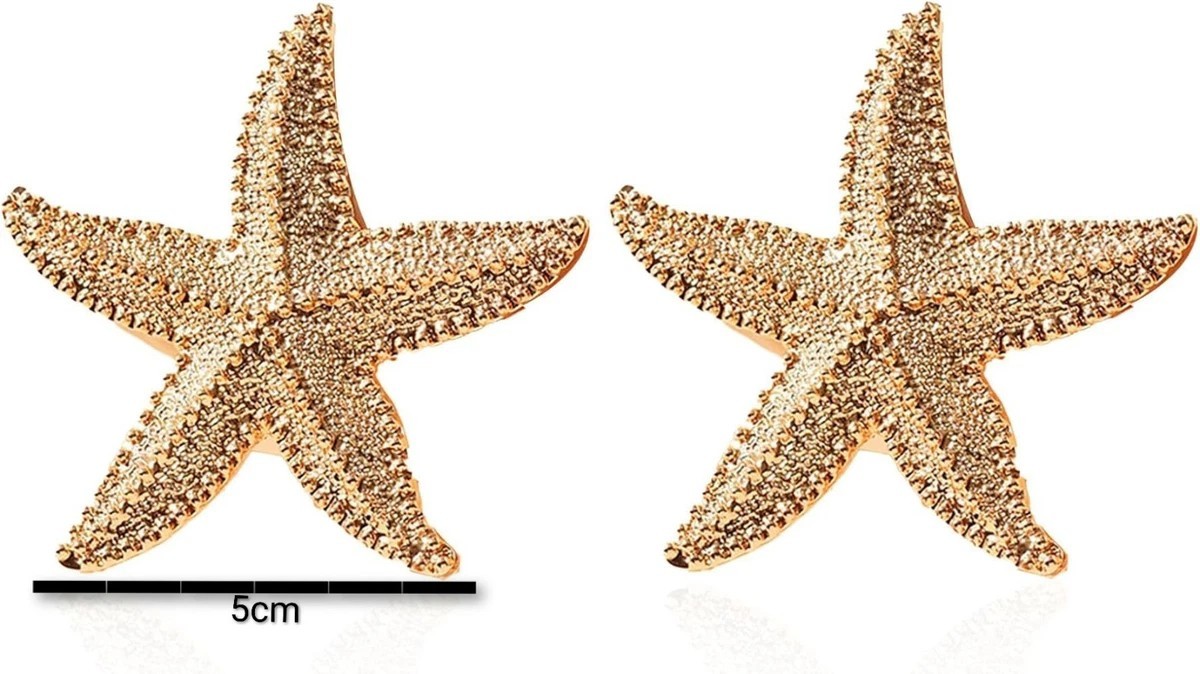 5cm Gold Starfish Double Stud Earrings – Beach Ocean Sea Inspired Jewelry