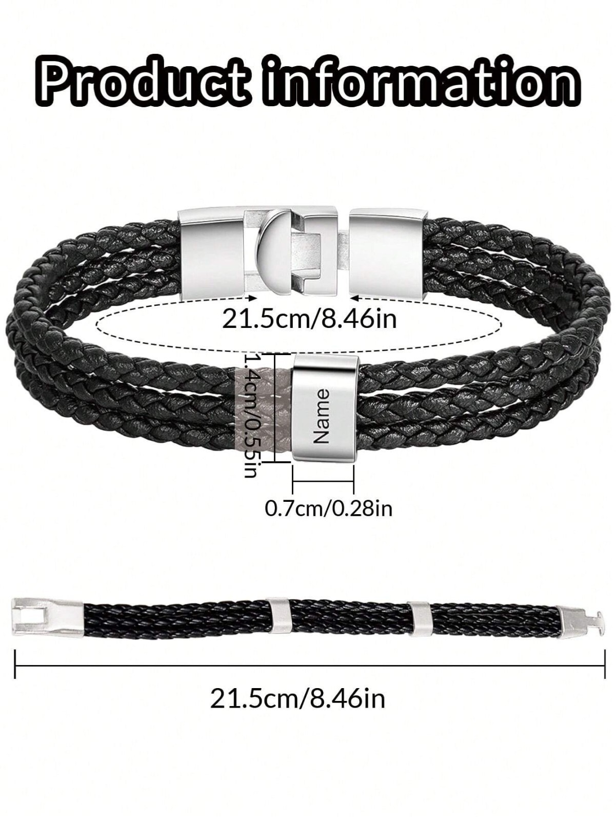 Personalised Men Leather Bracelet Custom Beads Family Name Christmas Gift Dad US