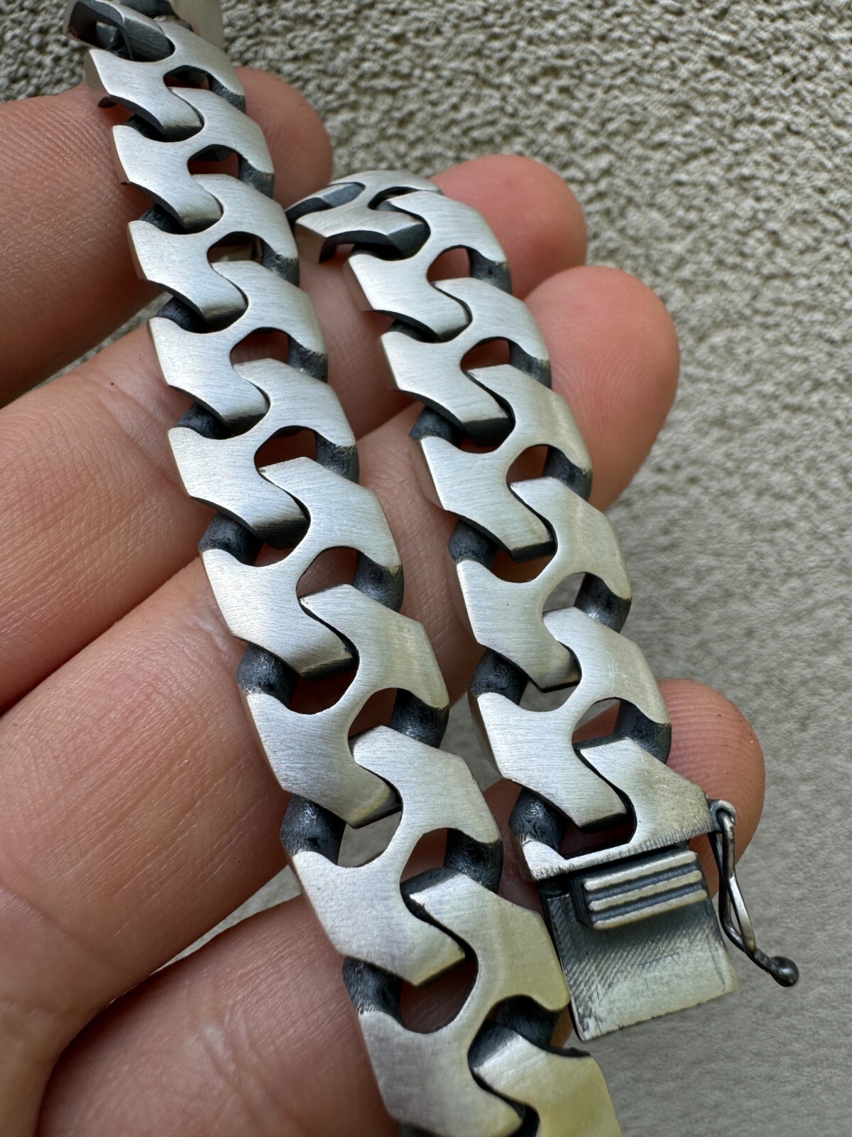 Custom Crazy Miami Cuban Link Bracelet 12mm Real 925 Silver Oxidized Finish