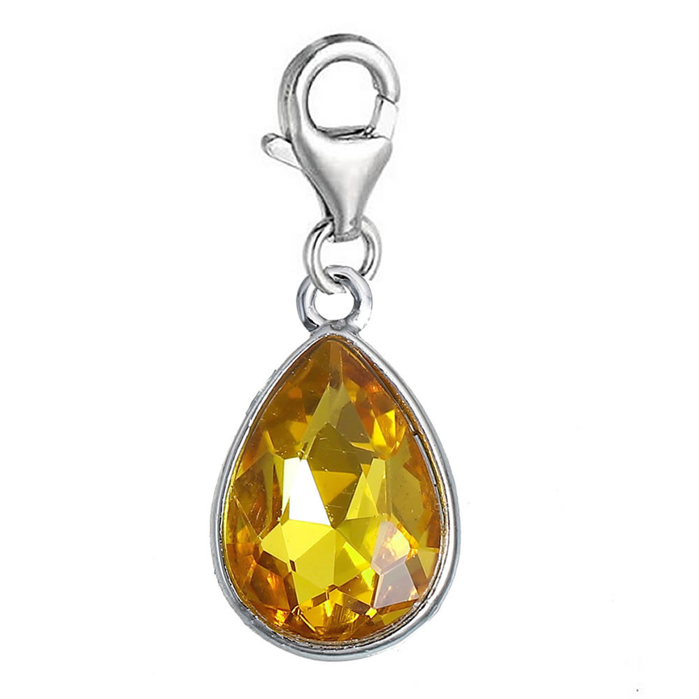 Sexy Sparkles Clip on November Birthstone Dangling lobster clasp charms for brac
