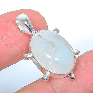 Natural Rainbow Moonstone – Bihar 925 Silver Plated Pendant 1.17″ P7352-11