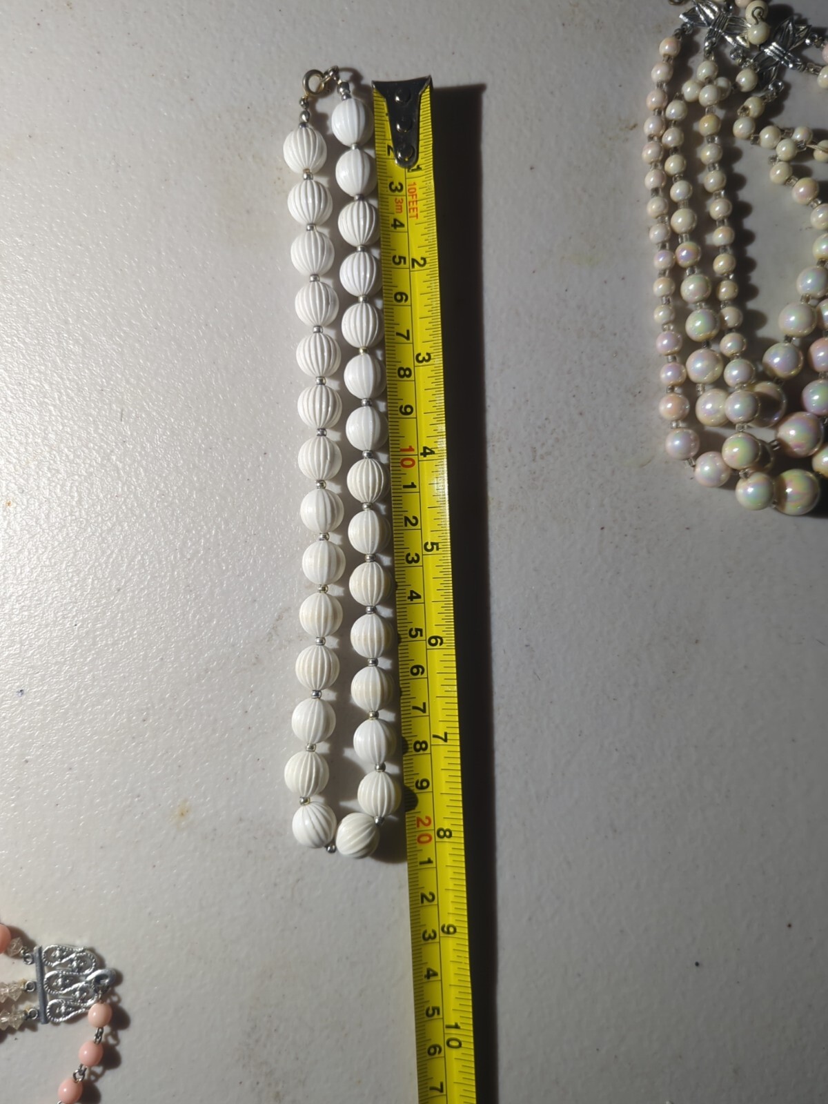 Assorted Metal & Plastic Costume Jewelry ~ Pink, Red, White, Gray ~ 6 Pieces