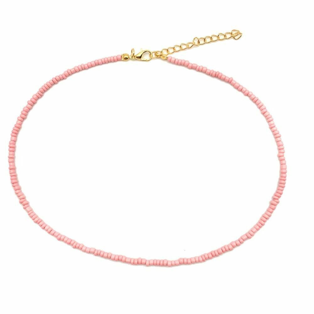 Women Necklace Seed Beads Strand String Beaded Short Jewelry 16 Inches Chokers