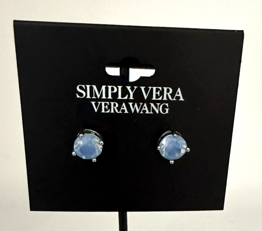 NWT VERA WANG Air Blue Silver Tone Pierced Stud Earrings