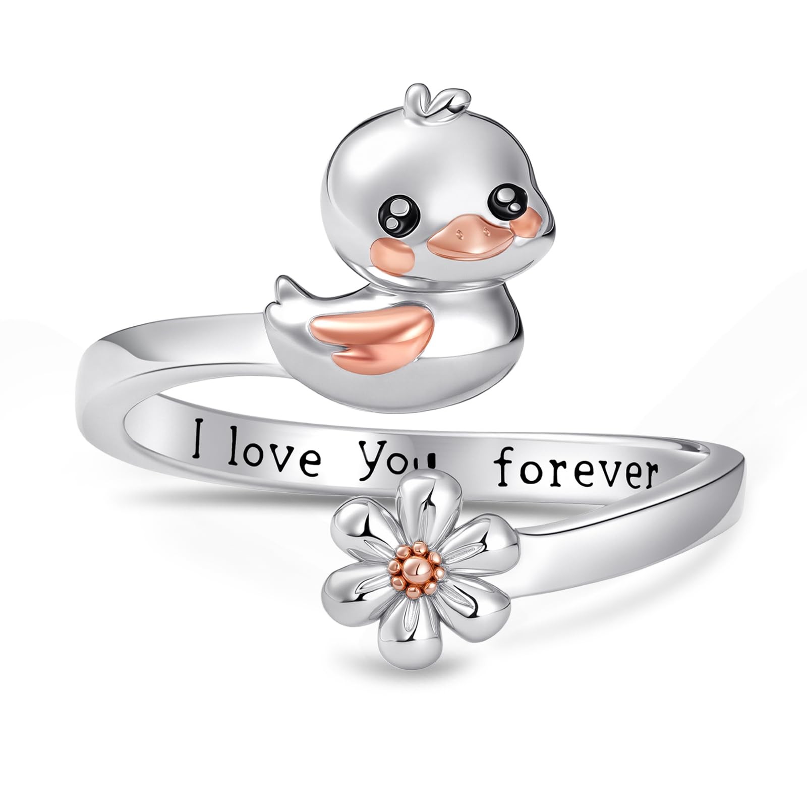 Duck Ring 925 Sterling Silver Animal Open Rings Duck Gifts for Duck Lovers An…