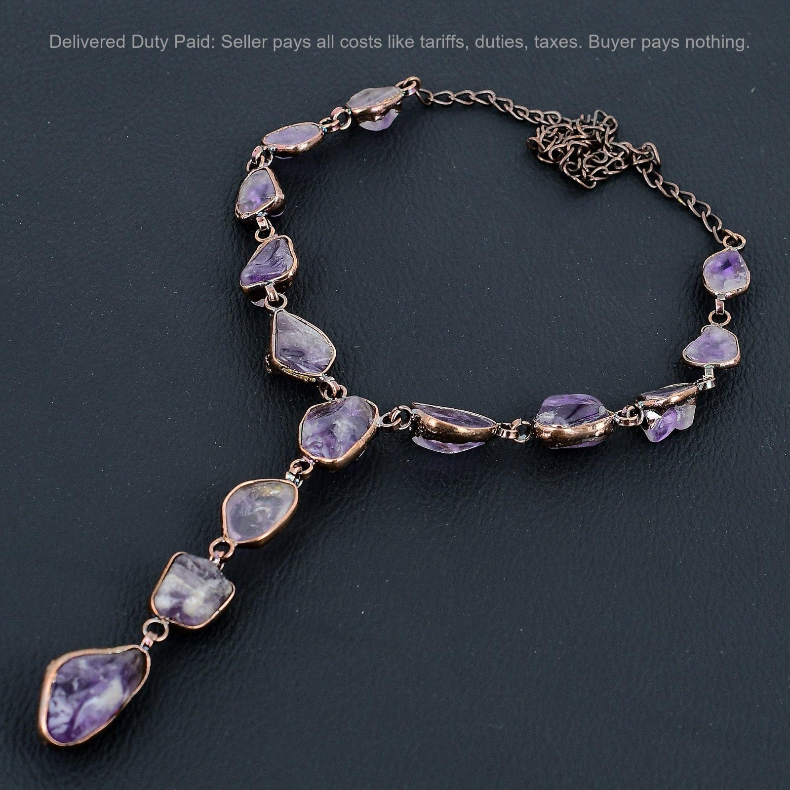 Copper Super 23 Amethyst Rough Gemstone Chain Engagement Electroformed Necklace