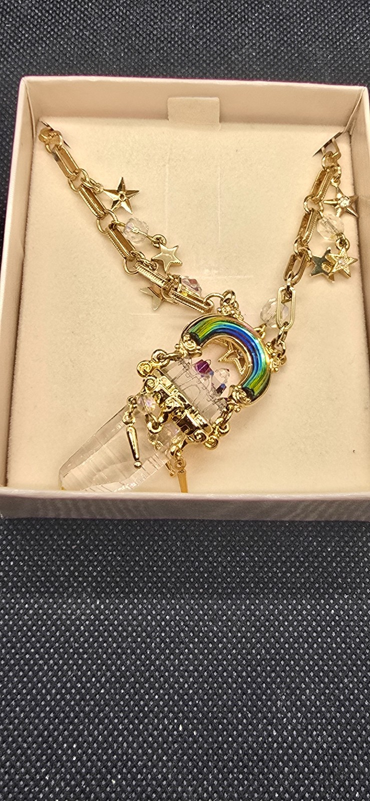 Kirks Folly Pixie Ice Palace Rainbow Quartz AB crystal pendant stars necklace