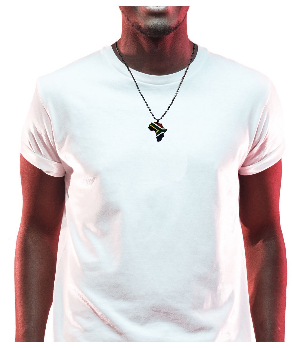 South Africa Flag Pendant Necklace Africa Map Chain
