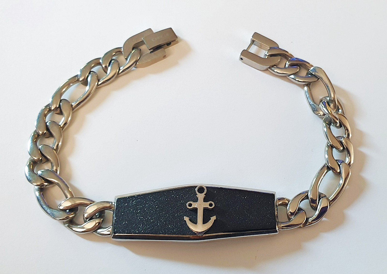Men’s Nautical CHISEL Stainless Steel Black Plated Laser Cut Anchor Bracelet